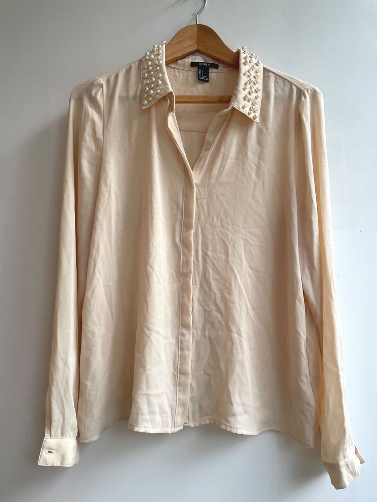 Forever 21 Pearl Embellished Blouse