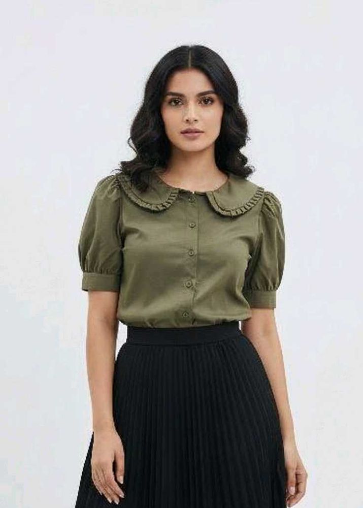 Bonkers Olive Green Collared Top