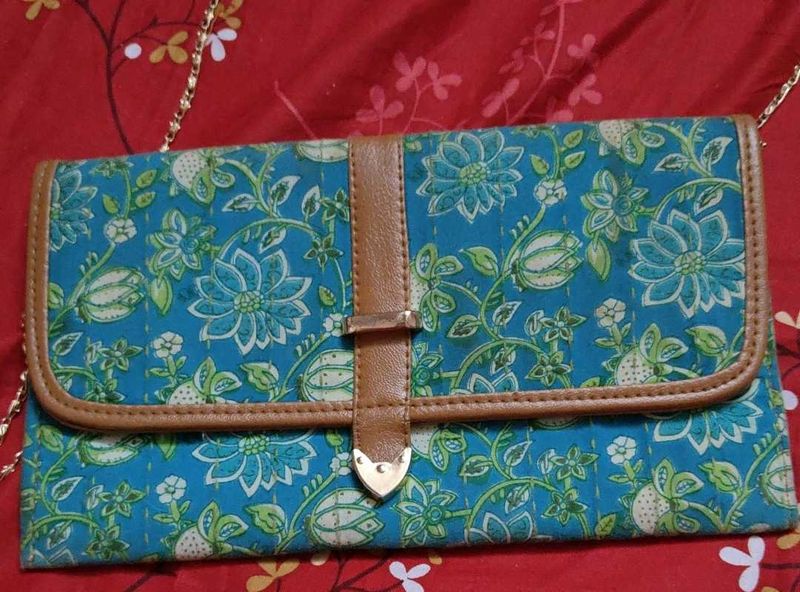 Floral Print Clutch with Chain Strap