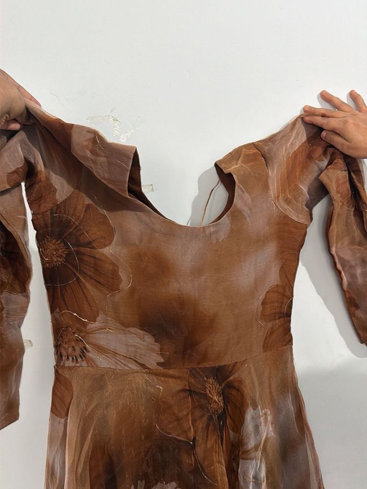 Floral Brown Anarkali