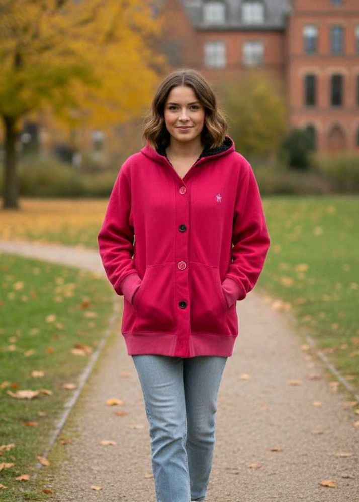 Pink Button-Up Hoodie