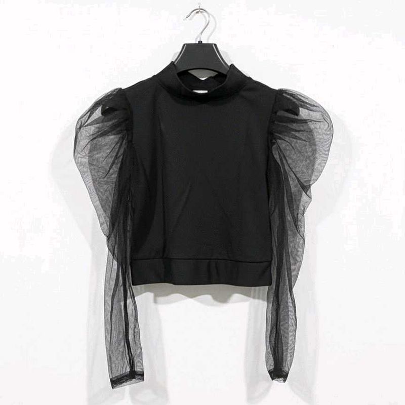 Black Sheer Sleeve Top