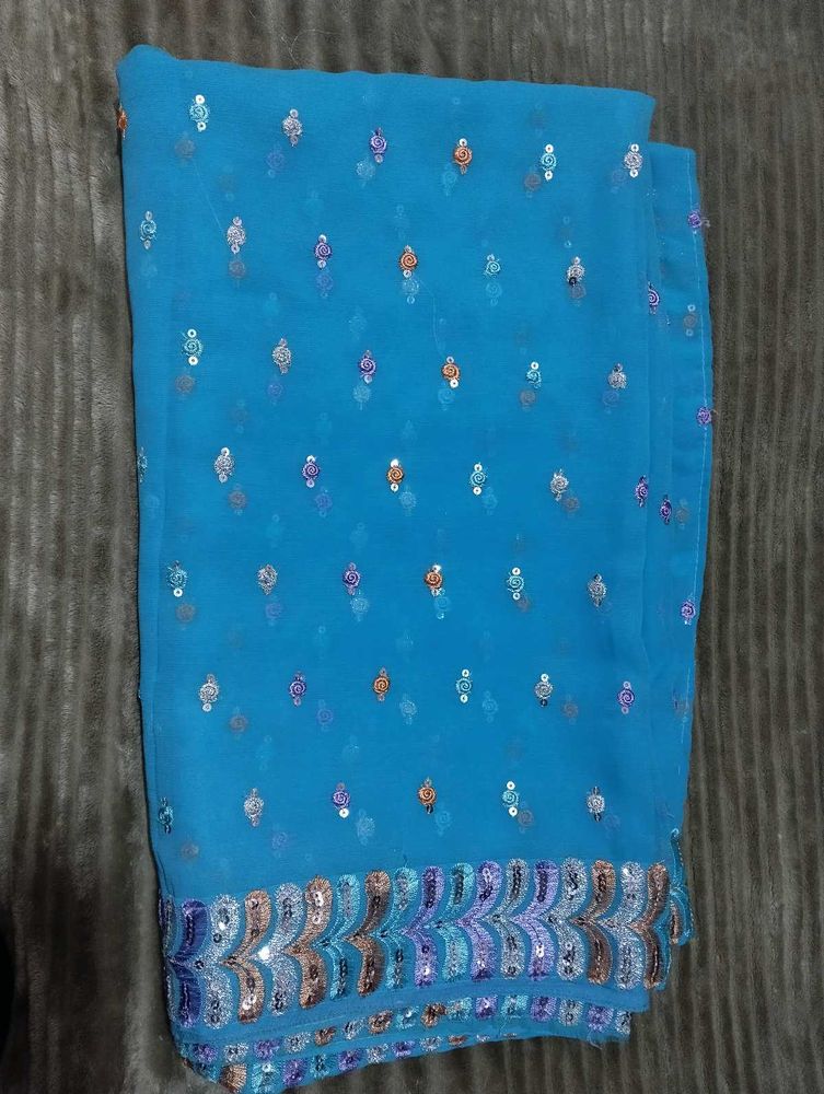 Blue Sequin Saree