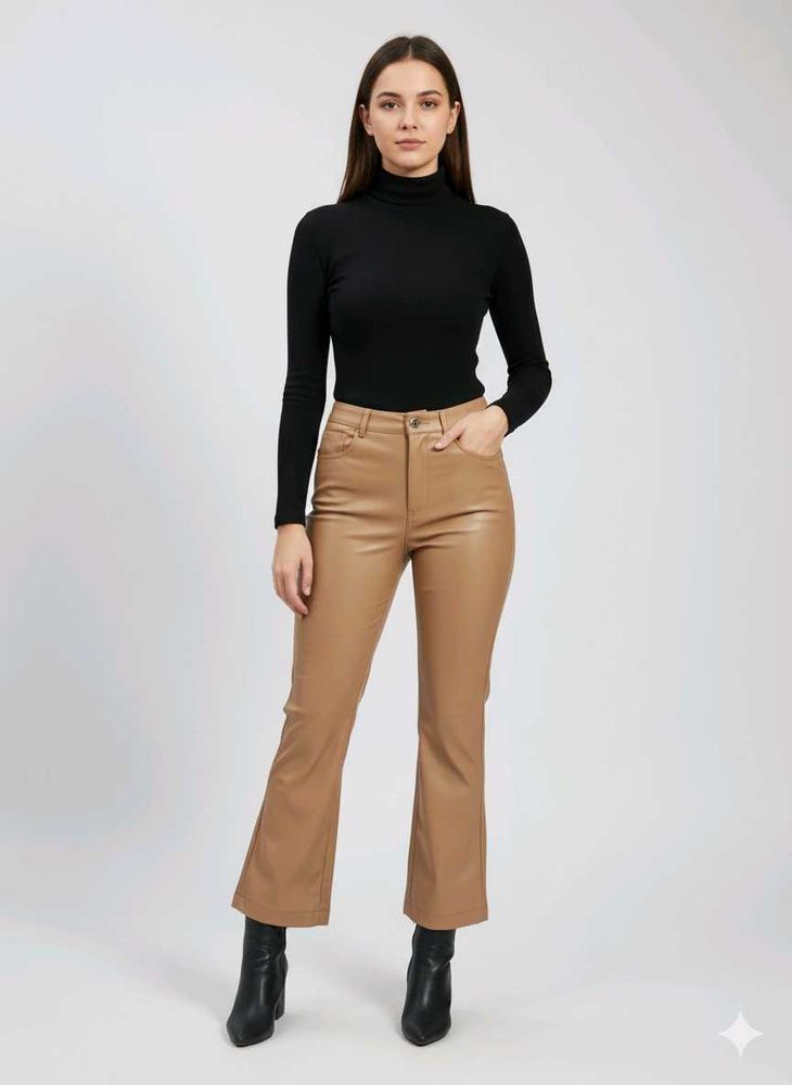 Faux Leather Kick Flare Pants A1/01