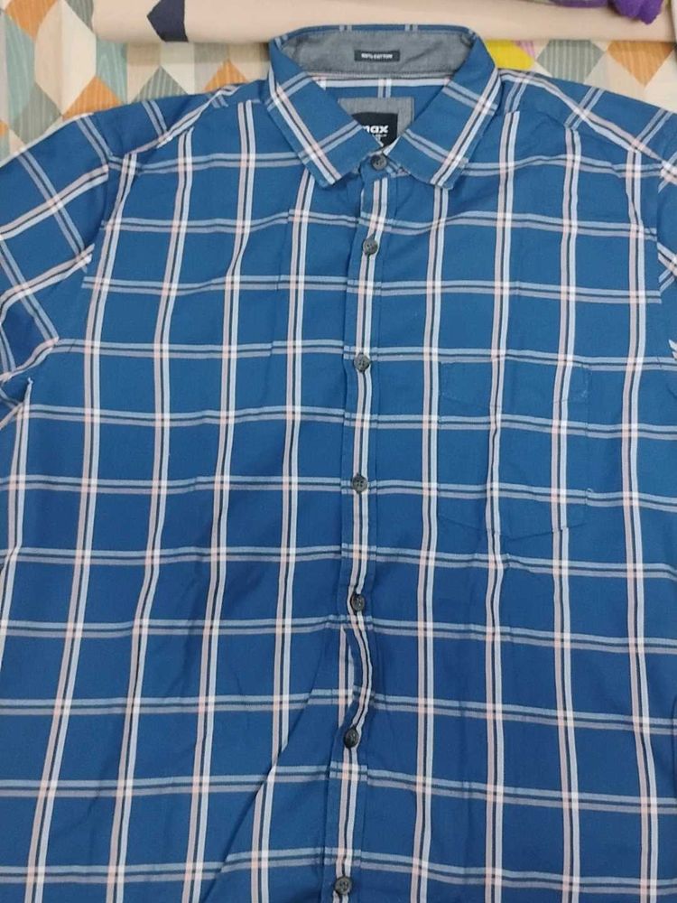 Men&#39;s Blue Checked Shirt