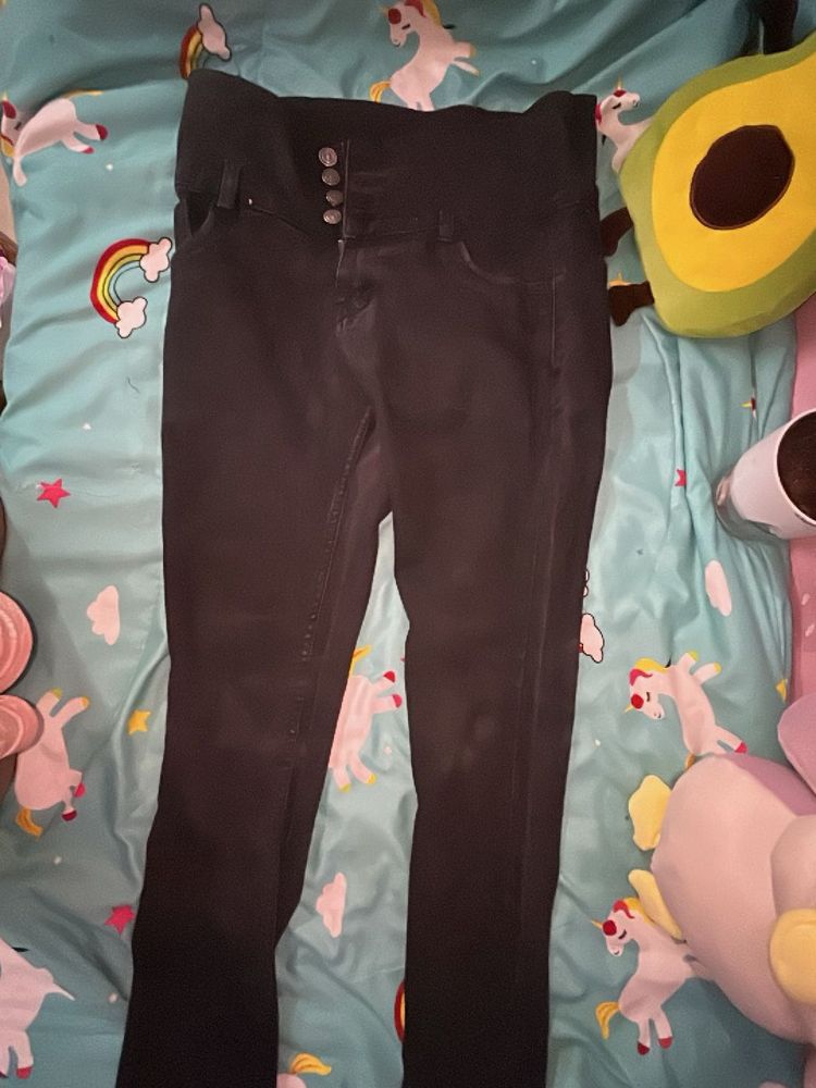 High-Waisted Black Jeans