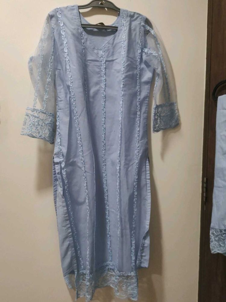 Elegant Light Blue Kurta pant with dupatta set