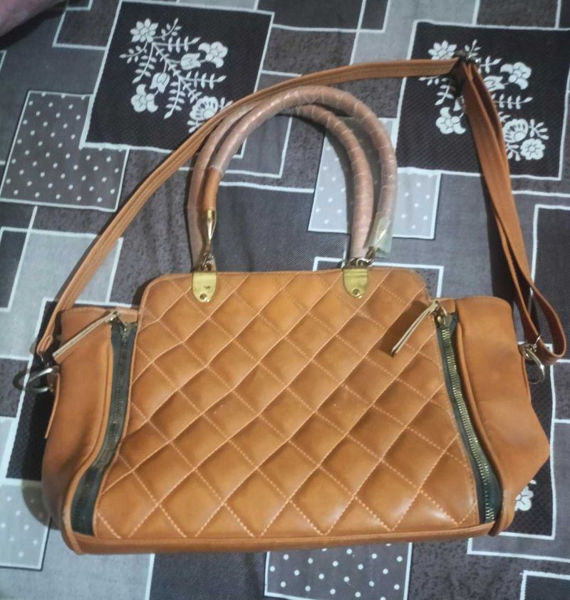 Quilted Brown Crossbody Bag