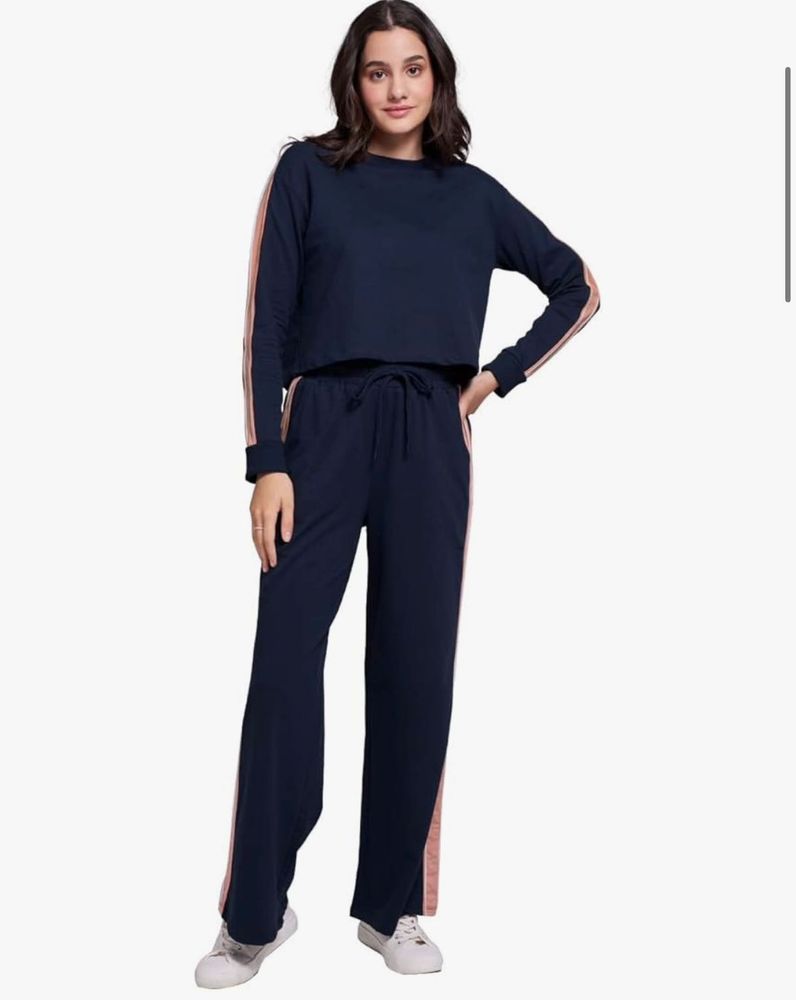 The souled store Navy Tracksuit Set with Stripes