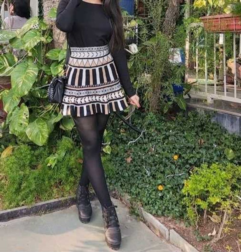 Patterned Mini Skirt