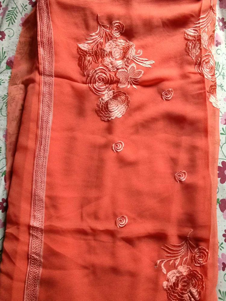 With Blouse Embroidered Saree