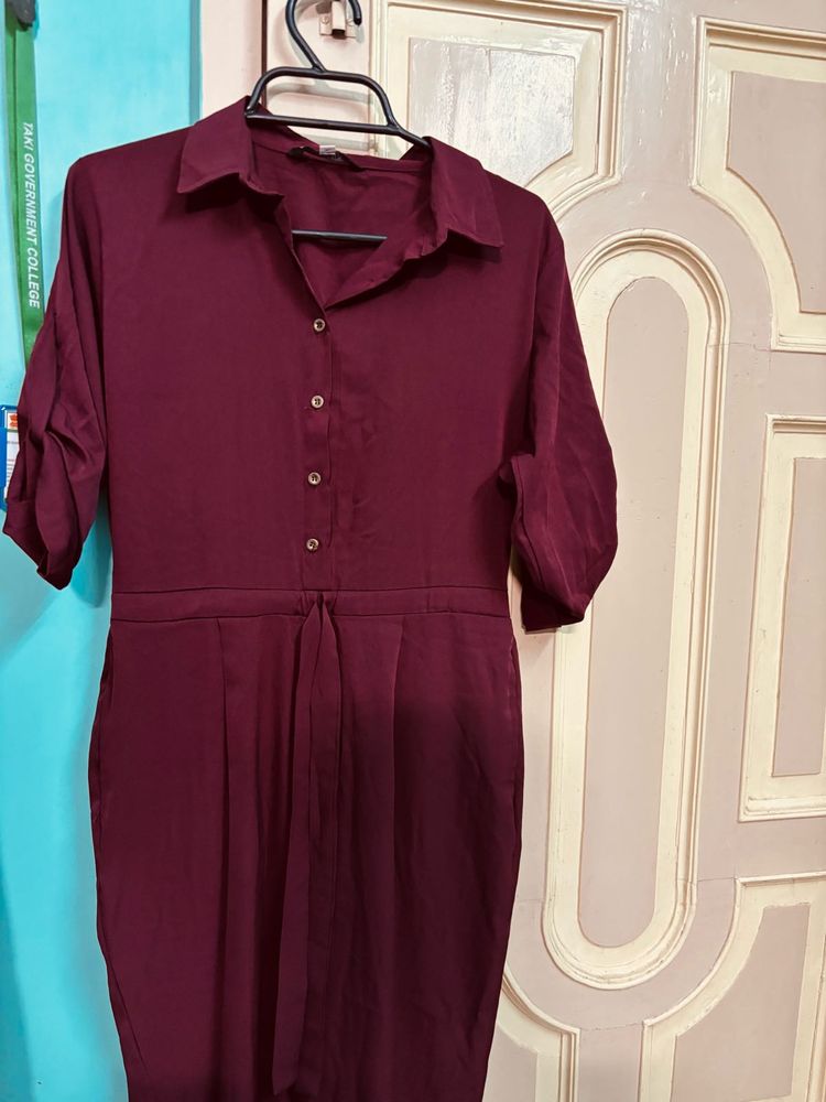 Maroon Shirt Dress