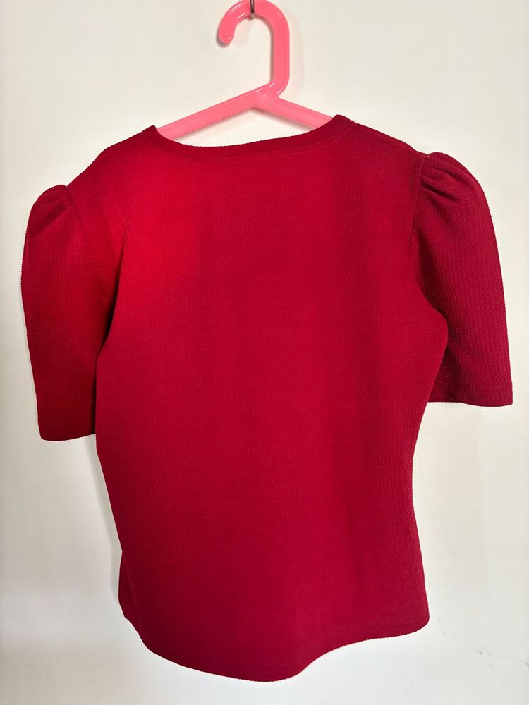 Red Puff Sleeve Top