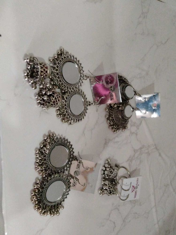 Boho Mirror Jhumka Earring Set