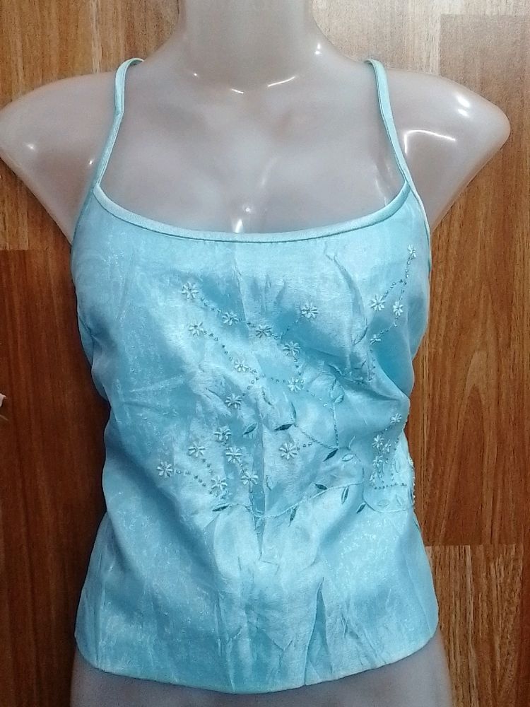 Embroidered Spaghetti Top