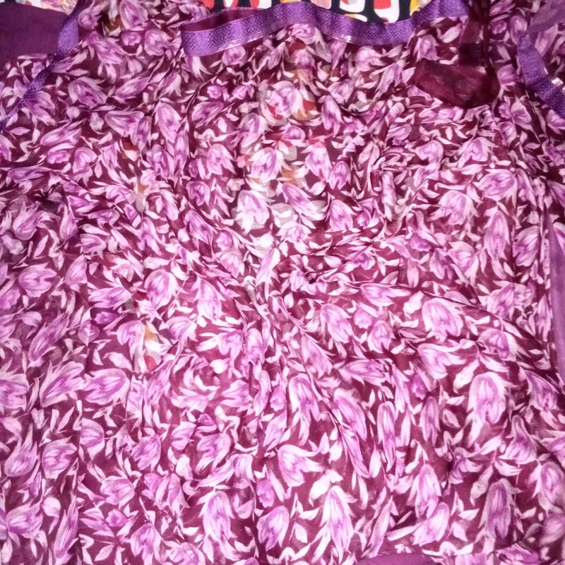 Printed Saree With Attached Fall