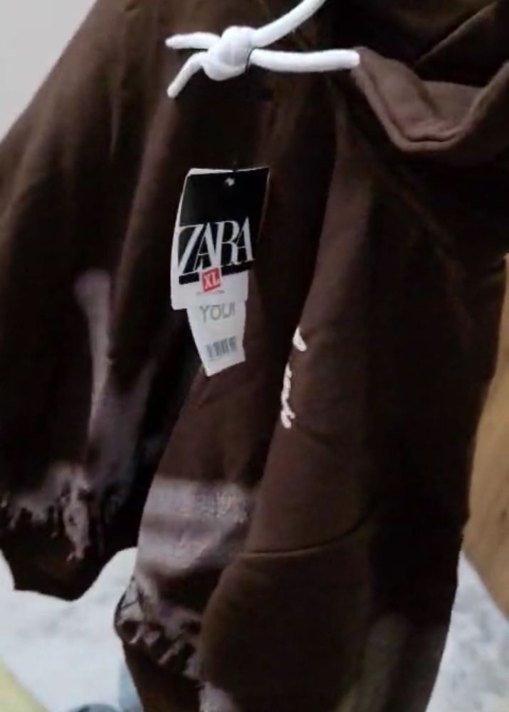 Zara Brown Tie-Dye Hoodie (M)