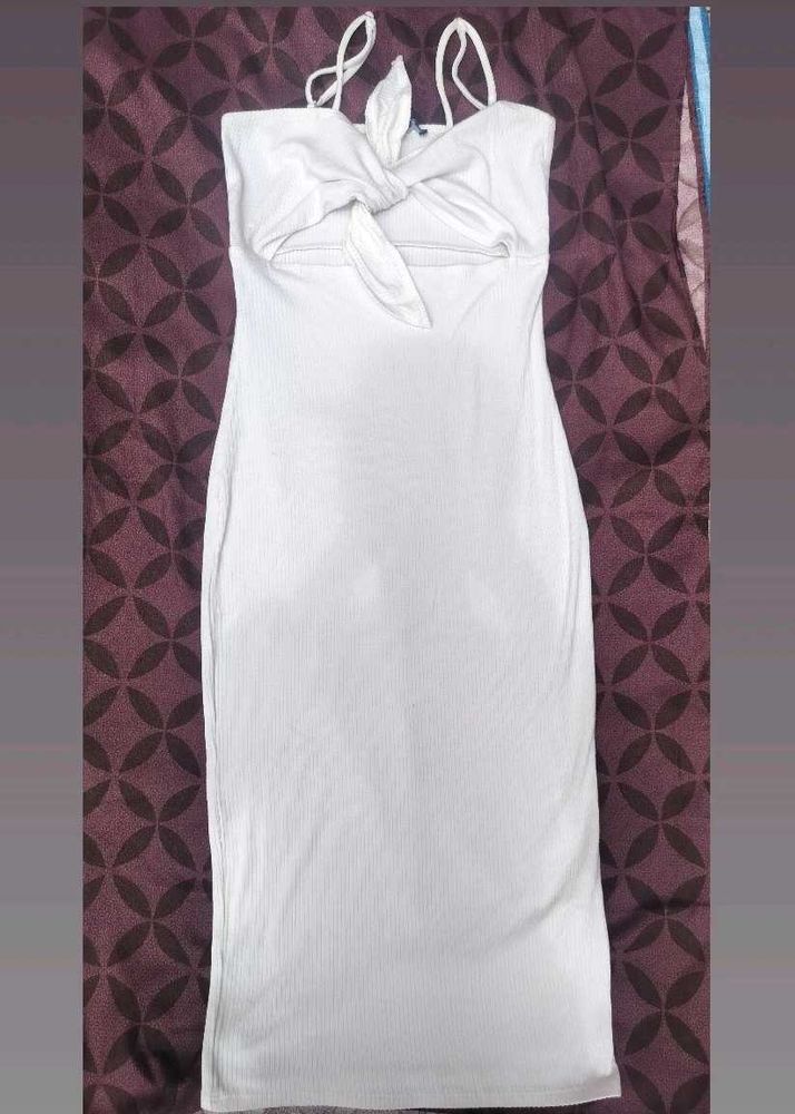 White Cutout Midi Dress