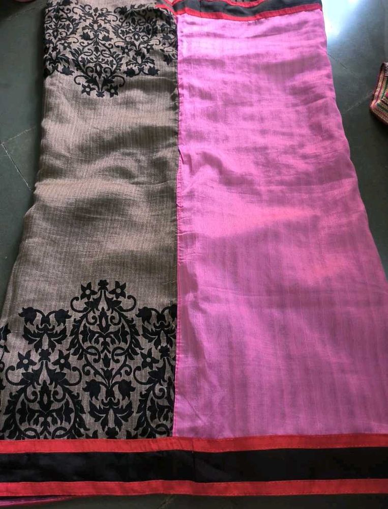 Grey Pink Saree 💕