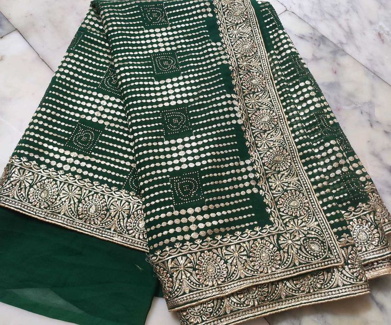 Dark Green Saree