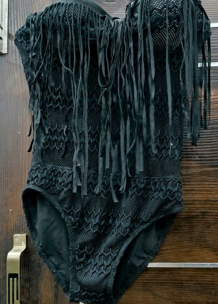 Black Fringe Swimsuit