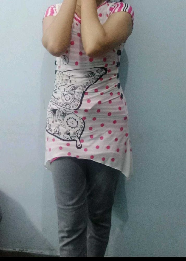 Polka Dot Butterfly Print Top Dress Women Donate