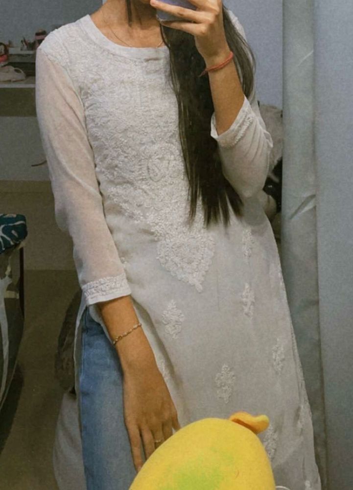 White Chikankari Kurti