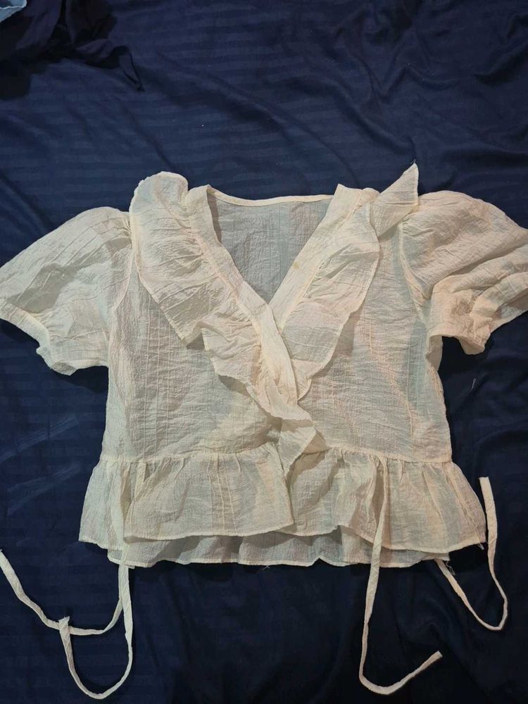 Ruffled Wrap Top