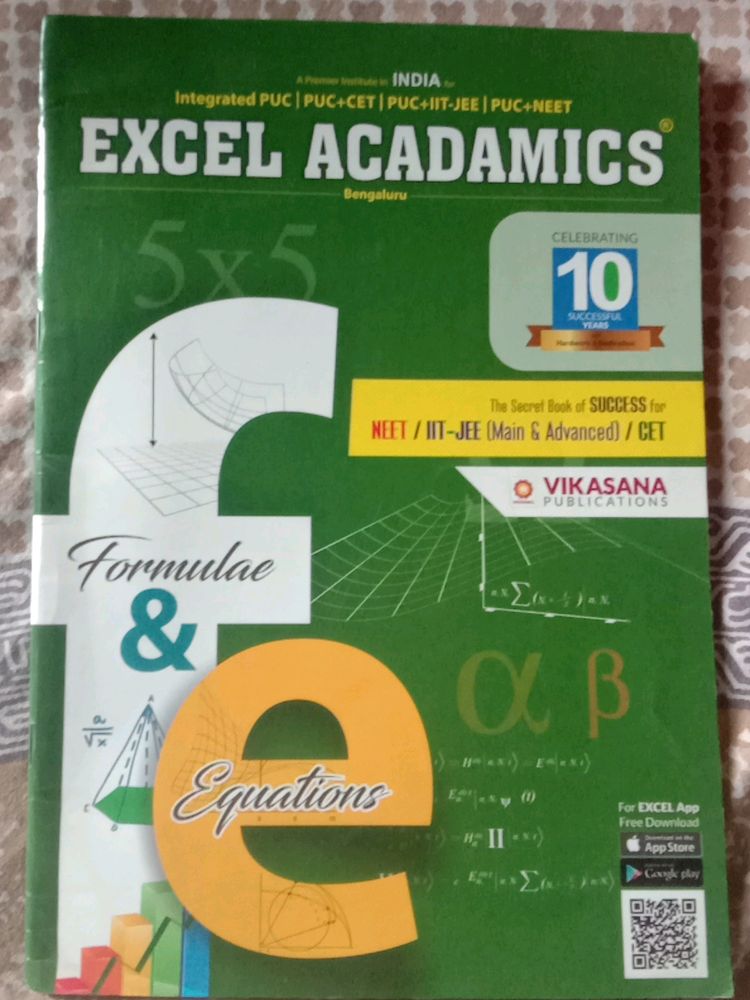Formula Book For Physics, Chemistry, Maths And Puc,Cet,Neet, IIT-JEE (Mains &amp;Advance)