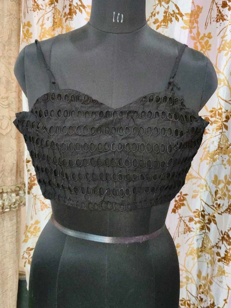 Black Lace Crop Top