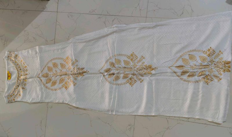 White &amp; Gold Embroidered Dress