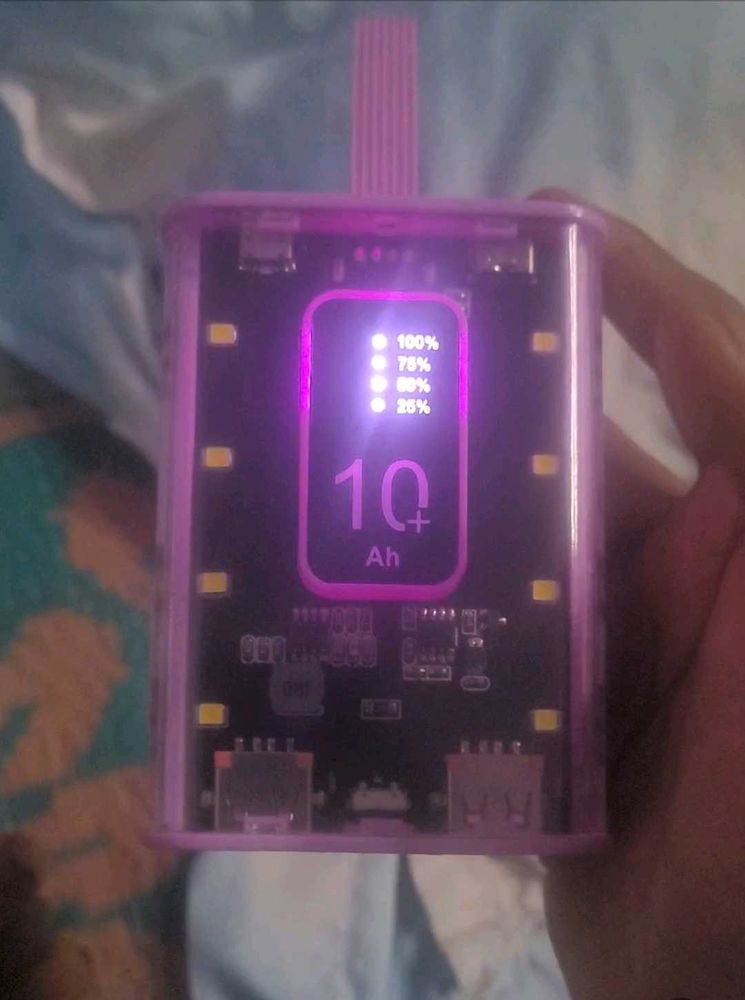 MI powerbank and inside in emergency light