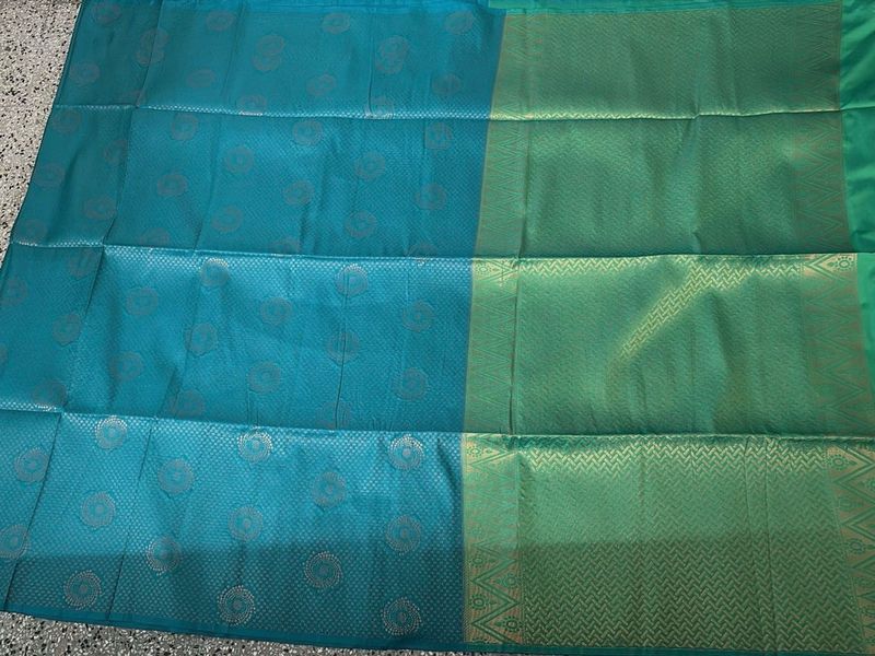 Blue n Green Semi Silk Saree