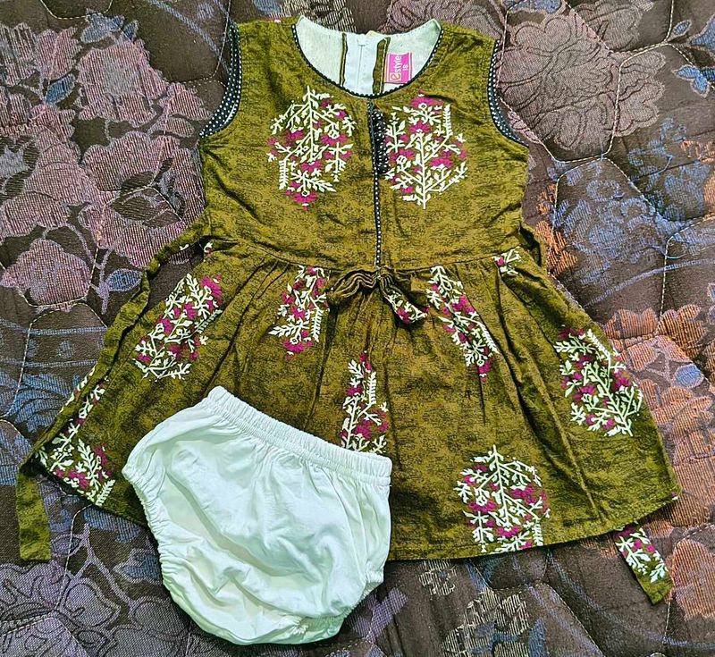 Cute Olive Green Floral Dress