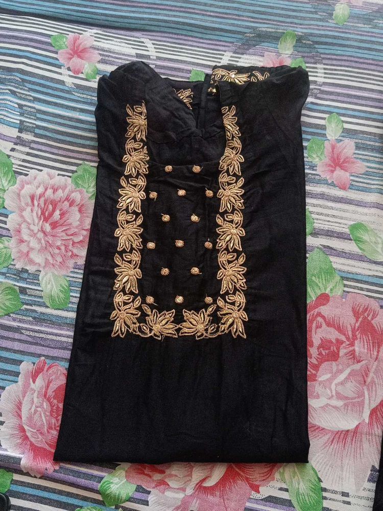 Black Kurta With Trouser Dupatta