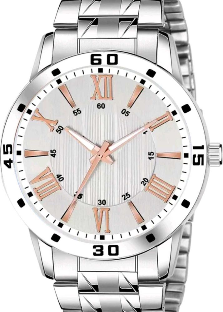 Stylish Silver &amp; Rose Gold Men&#39;s Watch