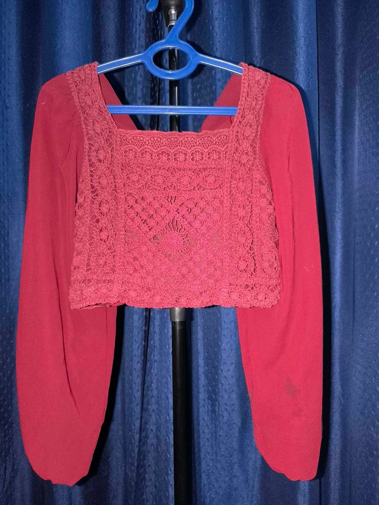 Maroon Crochet Blouse