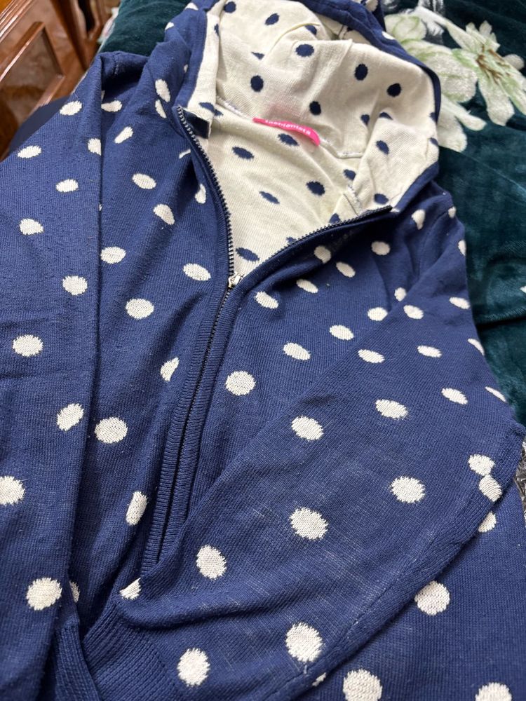 Polka Dot Zip-Up Hoodie