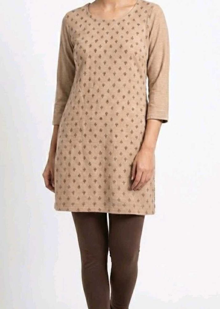 Tan Printed Casual Kurti
