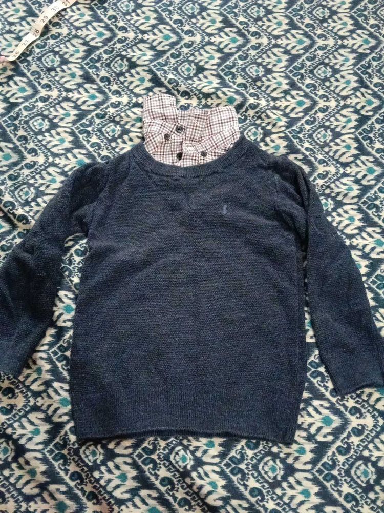 Shirt collar boys sweater
