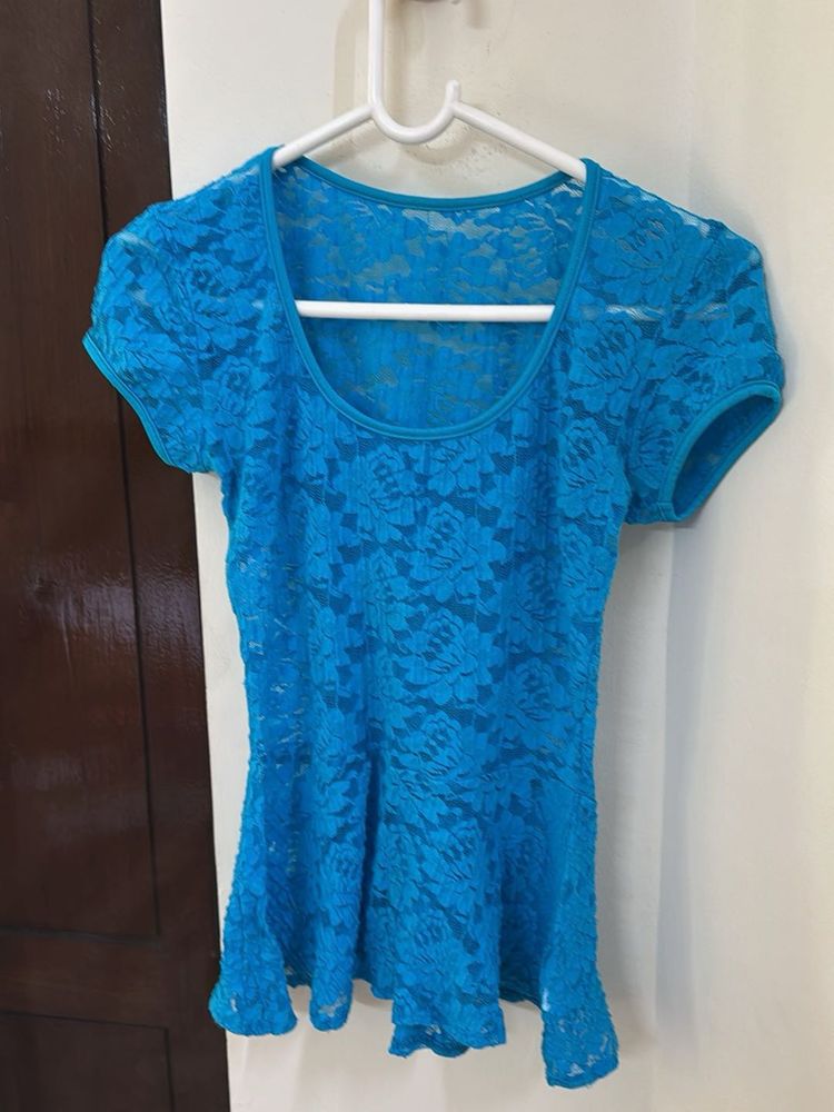 Blue Net Peplum