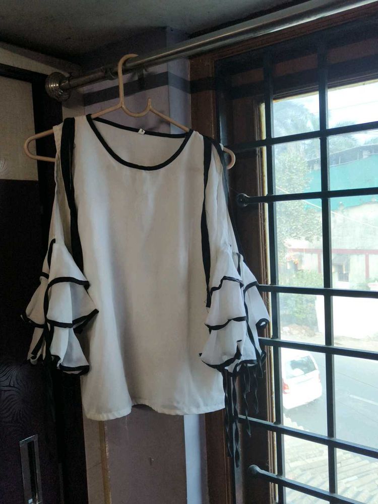 White Cold Shoulder Top