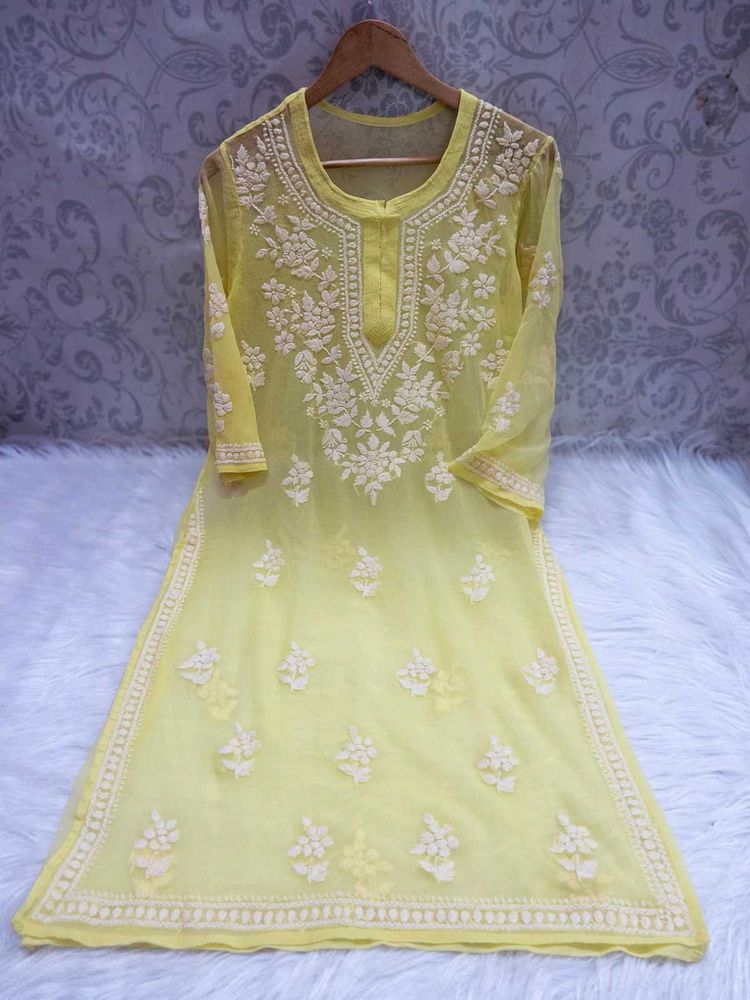 Yellow Embroidered Kurta