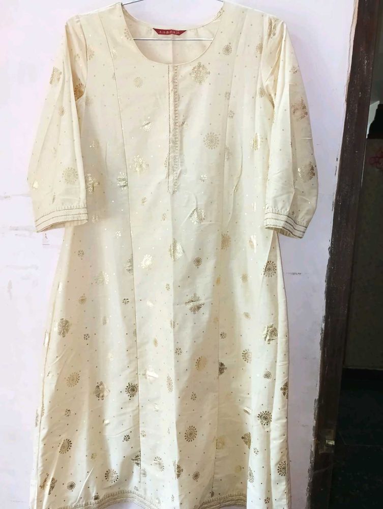 Golden Cream Colour Anaarkali Kurta.