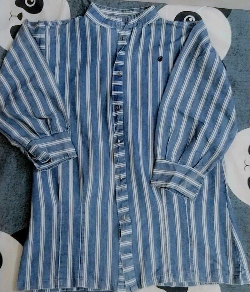 Striped Button-Up Tunic