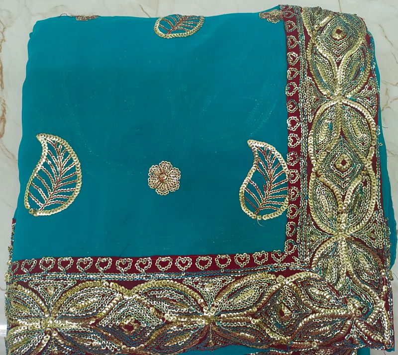 Blue Jamiki Saree