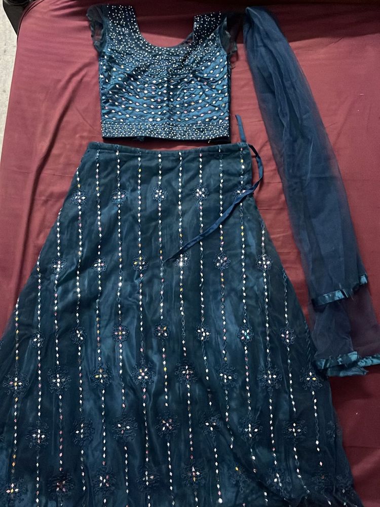 Teal Embellished Lehenga Choli