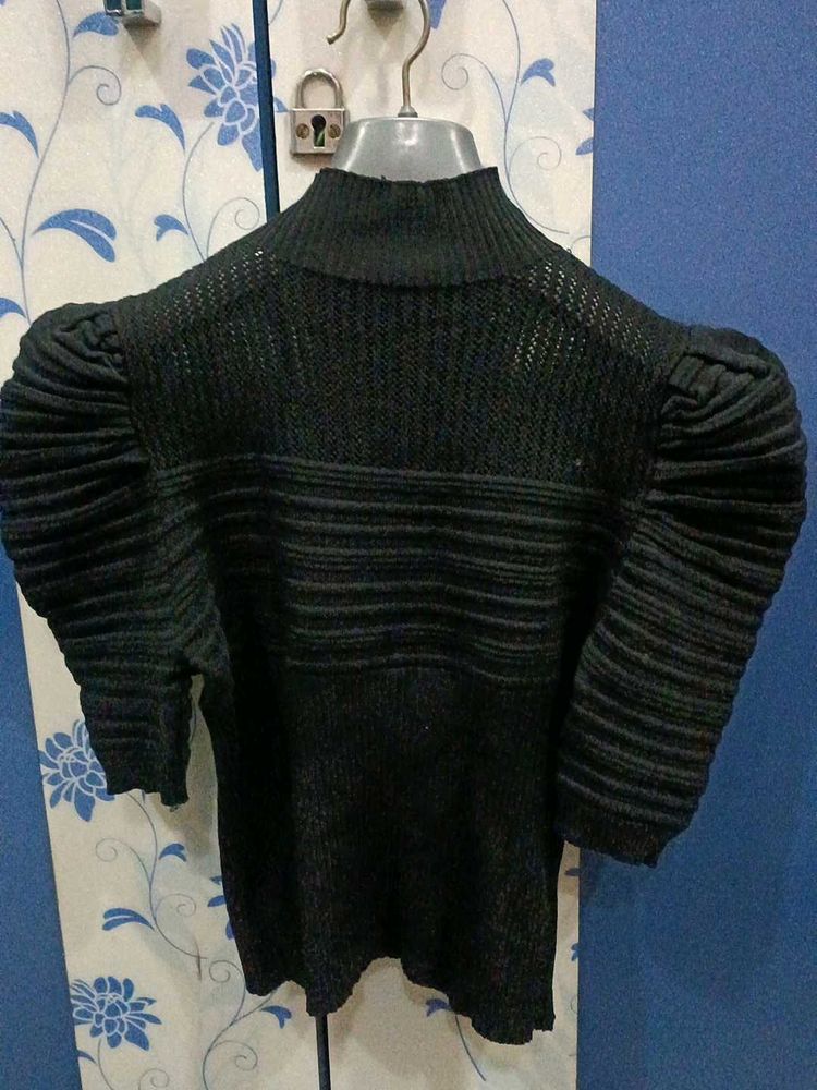 Elegant Black Puff Sleeve Top