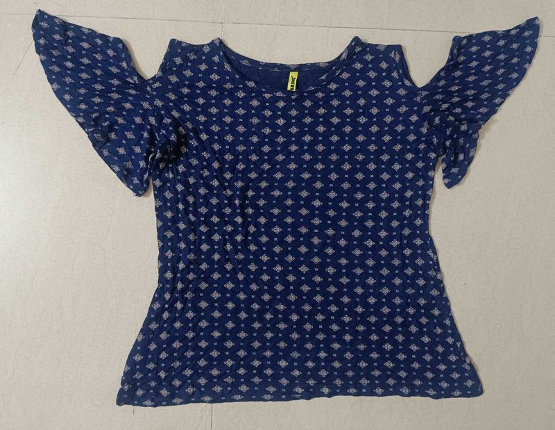 Navy Blue Cold Shoulder Top