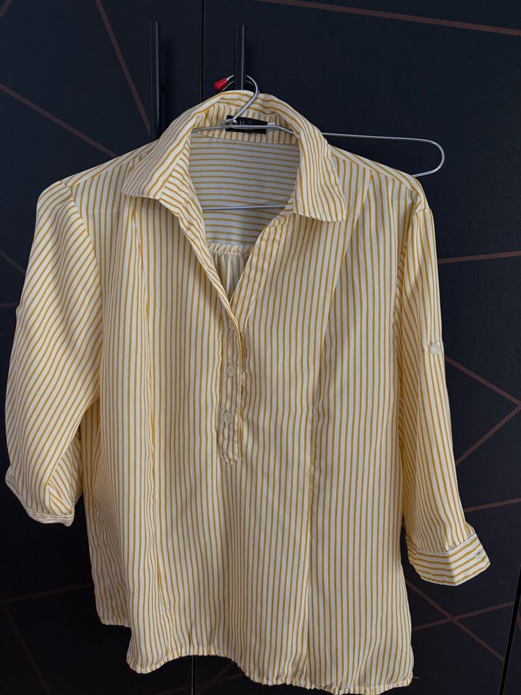 Striped Yellow &amp; White Blouse